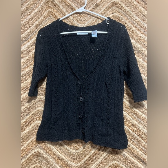 JH Collectibles Vintage Women's Black Crotchet Knit Cardigan, Size L - Picture 1 of 10